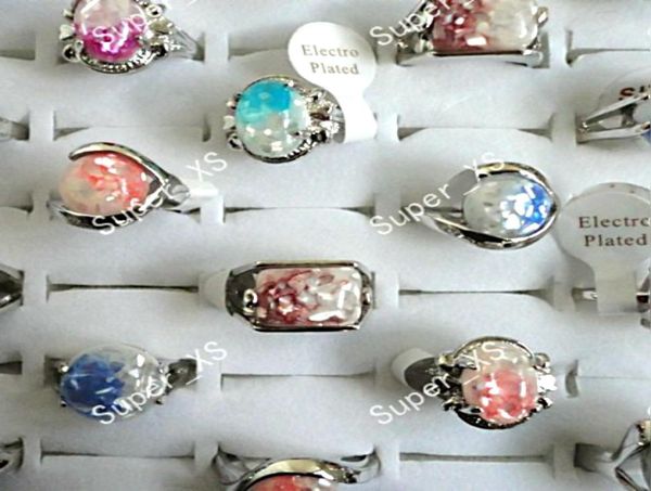 

fashion abalone alloy shell women silver plated rings new whole lots jewelry ring lr100 ps16543851164, Golden;silver