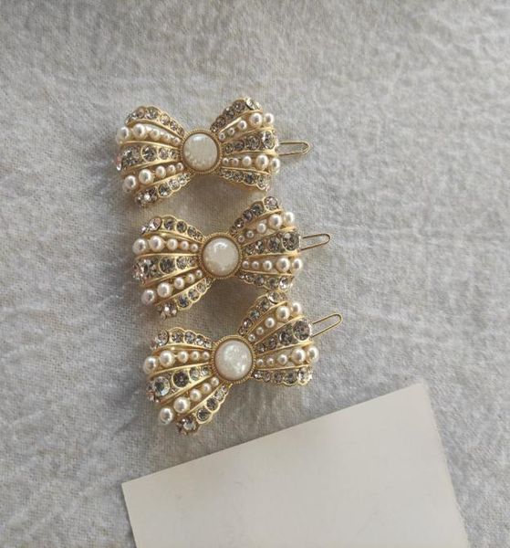 

fashion metal hair clips c classic rhinestone pearls letters design hairpins accessories with paper card3983241, Golden;silver