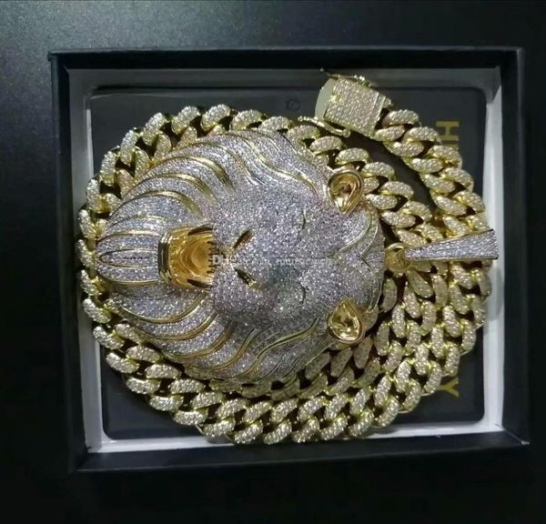 

mens jewelry hip hop iced out pendant luxury designer necklace bling diamond cuban link chain big pendants lion animal rapper acce6839961, Silver