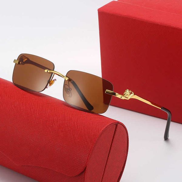 

wholesale of new leopard head rimless for men and women personality fashionable sunglasses can be matched with myopia optical glasses 002{ca, White;black