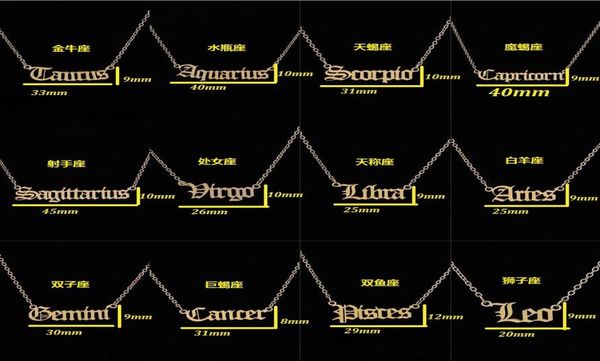 

personalized gold letter zodiac necklace constellation necklaces custom stainless steel old english necklace birthday jewelry gift9851060, Silver