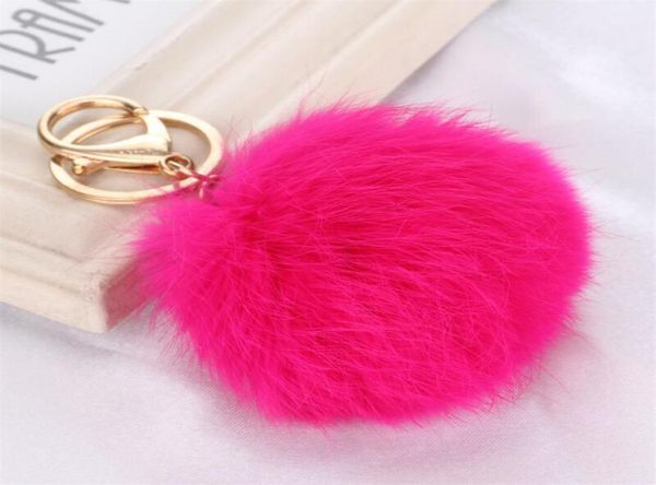 

cute faux rabbit fur ball plush key chain for car key ring bag pendant car keychain bag earrings accessories5107670, Silver