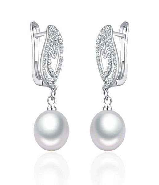 

luxury 10mm pearl drop earrings cubic zirconia danging earrings with pearl women creative jewelry girls exquisite gifts3276579, Silver
