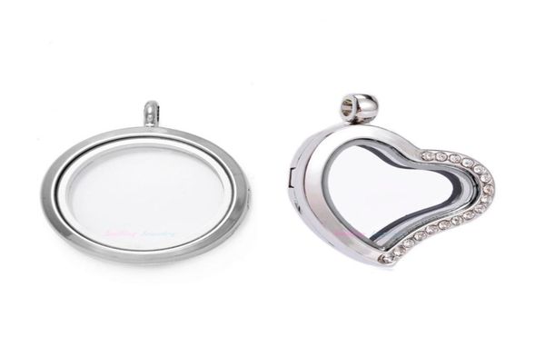 

1pc diy living memory floating charms glass diffuser necklace lockets heart magnetic imitation crystal stainless steel pendants6955653, Silver
