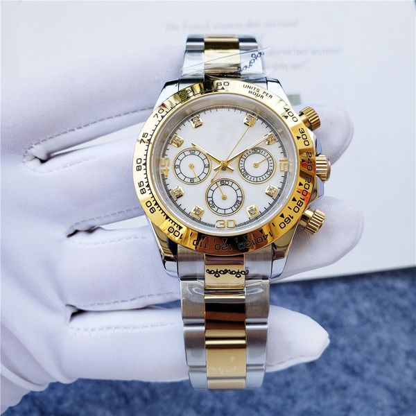

luxury automatic watches waterproof sapphire diamond white mother of pearl 40mm dial men's watch relojes para hombres, Slivery;brown