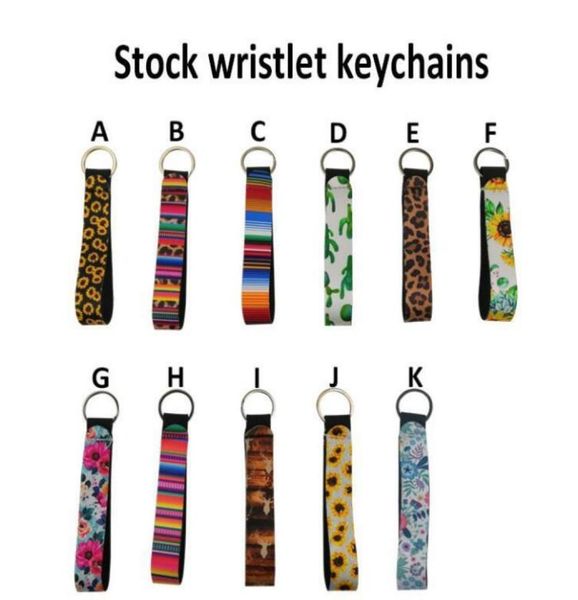 

quality neoprene wristlet keychain colourful printed wrist key belt strip leopard lanyard key ring long diving material keychains2896501, Silver