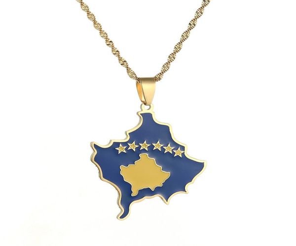 

kosovo map pendant necklaces for women kosoves flag jewelry03632465, Silver
