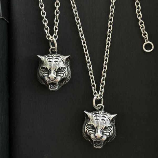 

silver old tiger necklace personalized zodiac animal head hanging pieces for men and women