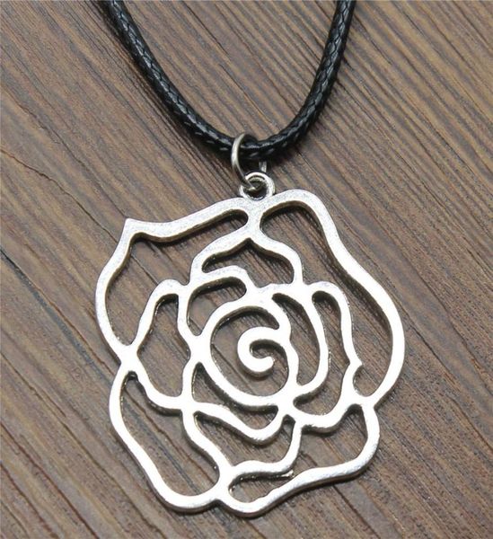 

wysiwyg 5 pieces leather chain necklaces pendants choker collar male necklace fashion hollow rose flowers 37x36mm n6b140084675282, Golden;silver