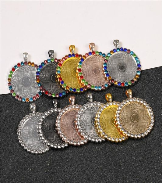 

diy consumables jewelry thinestones round shape bottom brackets time gem sublimation blank pendant for transfer printing neckl3776407, Silver