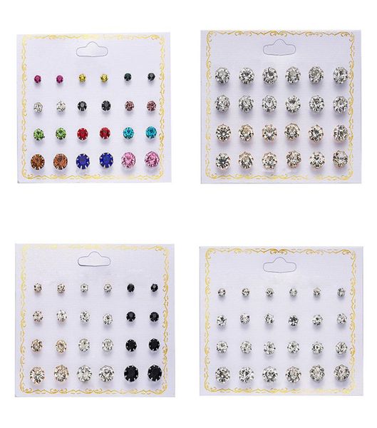 

studs rinhoo 12 paia di orecchini perle simulate cristallo per le donne a bottone roton colorati scatola gioielli2190093, Golden;silver