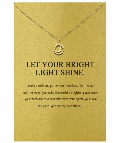 

fashion necklaces moon sun pendant necklace gold silver colors alloy pendants with gift card fashion jewelry5816125