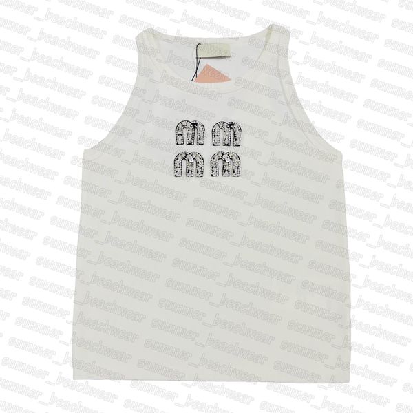 

fashion beads tanks women knits summer breathable tank sport gym vest, White