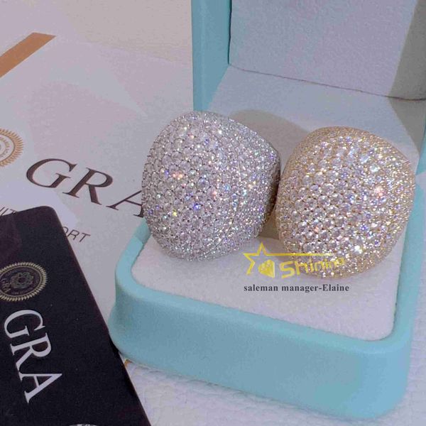 

gold plated 925 sterling silver vvs moissanite mens ring