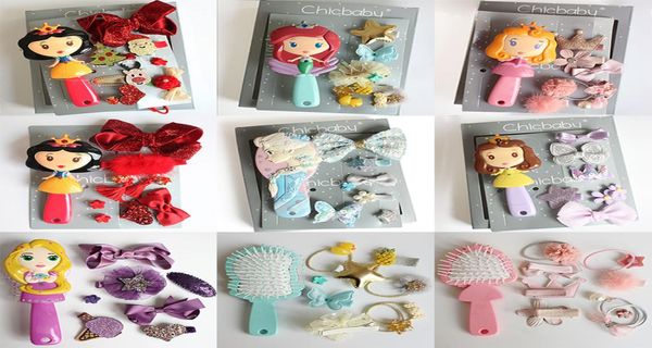 

baby girls children hair bows accessories hairpin hair rope princess comb jewelry gift box party christmas set hairbrush for gift6437835, Slivery;white