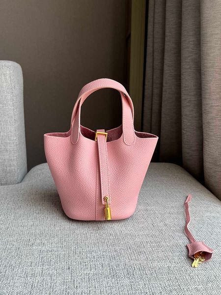

aherbag wholesale designer h ormes totes handbags gold buckle mini vegetable basket bag genuine leather bucket layer cowhide handbag women&#