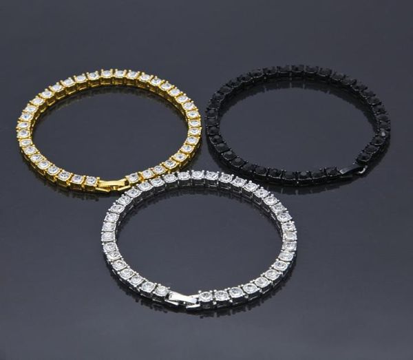 

iced out gold chain bracelet for mens hip hop damond tennis jewelry single row rhinestone bracelets 8inch1492167, Golden;silver