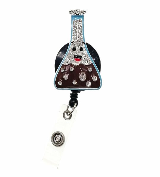 

10pcslot crystal beaker retractable badge reel laboratory bottle id badge holder for nurse gift9741767, Gray