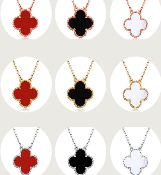 

whole s925 sterling silver female necklace pendant 2019 clover necklace female red black agate simple clover clavicle chain4967725