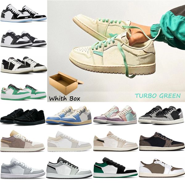 

with box jumpman 1 1s low men basketball shoes black cement reverse mocha starfish true blue wolf grey tear away silver bred toe women sport