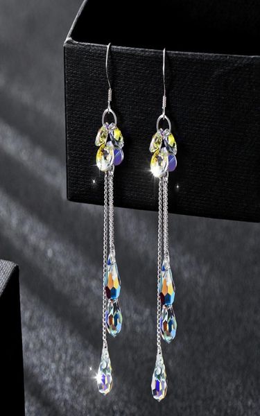 

crystal tassel earrings for women fashion long hanging earrings female crystal wedding earings party jewelry1244542, Golden;silver
