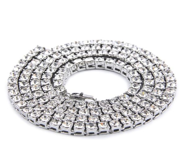 

hip hop necklace bling iced out gold plated rhinestones crystal cuban link chain men necklace jewelry7837454, Silver