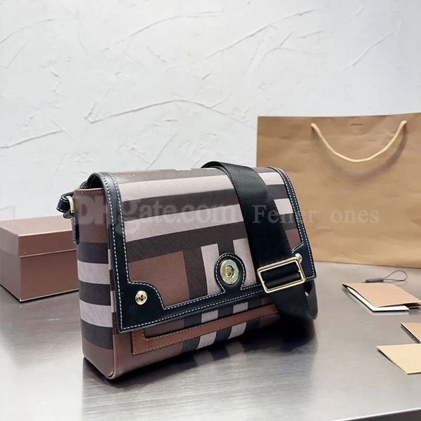 

classic designer bag shoulder bag flap square handbags stripe crossbody bags england style linen cowhide material magnetic buckle cell phone