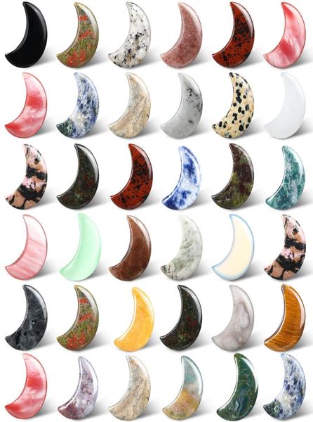 

pendant necklaces 12 inch moon shaped crystal stone bks large size stones chakra worry assorted palm pocket quartz gemstone decor4199440, Silver