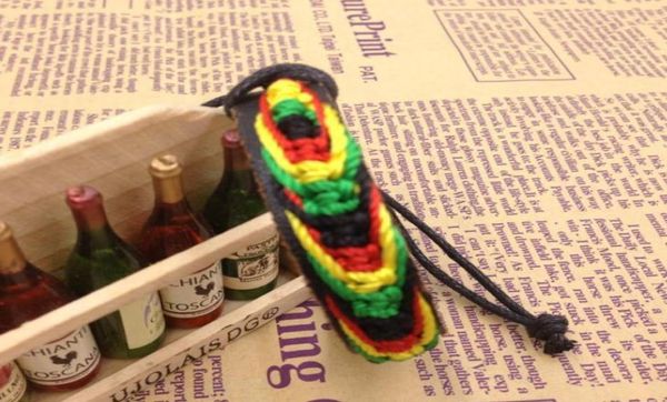

charm jewelryparty jamaica reggae rainbow rope handmade knit leather jewelry hippie cuff bracelet wristband infinity bracel3275111, Golden;silver