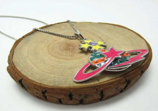 

european and american fashion color lacquer embracing threedimensional saturn necklace8431724, Silver