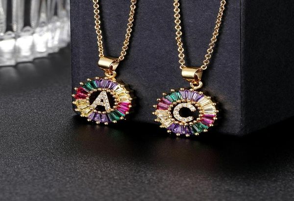 

chains 2021 gold color initial multicolor cz necklace charm letter name jewelry for women accessories girlfriend gift2295049, Silver