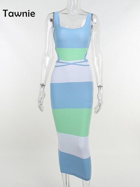 

dresses tawnie y2k stripe knitted spaghetti strap backless midi dress women bodycon beach holiday cut out 2023 summer dresses maxi, Black;gray