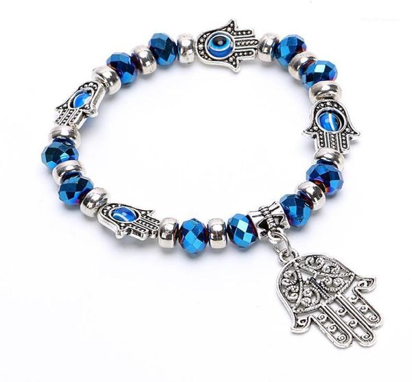

charm bracelets wholevintage charms turquoise beads bracelet fashion hamsa hand crystal glass women fine jewelry pulseras g049076220, Golden;silver