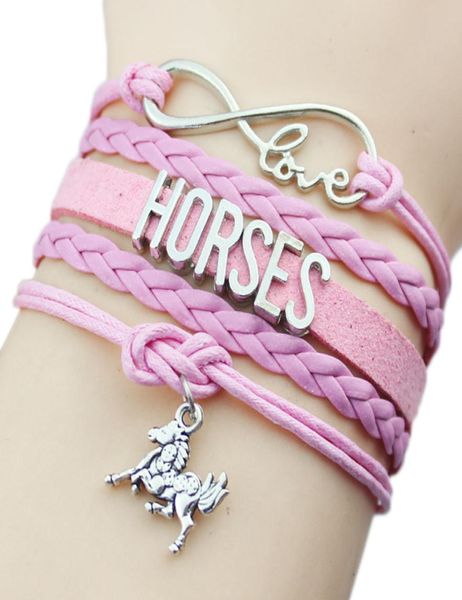 

custominfinity love horses horse charm wrap bracelets christmas gifts brown black white bracelets leather custom womenmen bracel9207272, Golden;silver