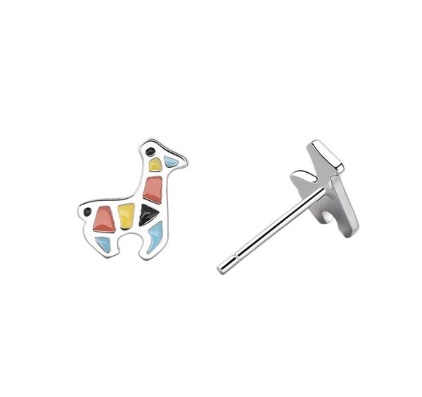 

925 silver drip enamel color polyline horse stud earrings simple delicate sweet fresh wedding gift personalized7030168