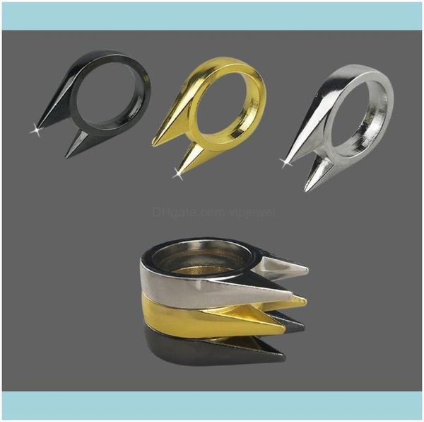 

band rings jewelrycat ear selfdefense stainless steel safety survival edc tool defensive ring for women men cute kitty wholes8139354, Silver
