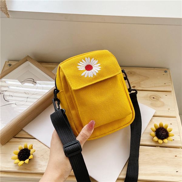 

little daisy canvas small bag for women 2020 new ins japanese crossbody bag artistic student shoulder mobile phone bag for women