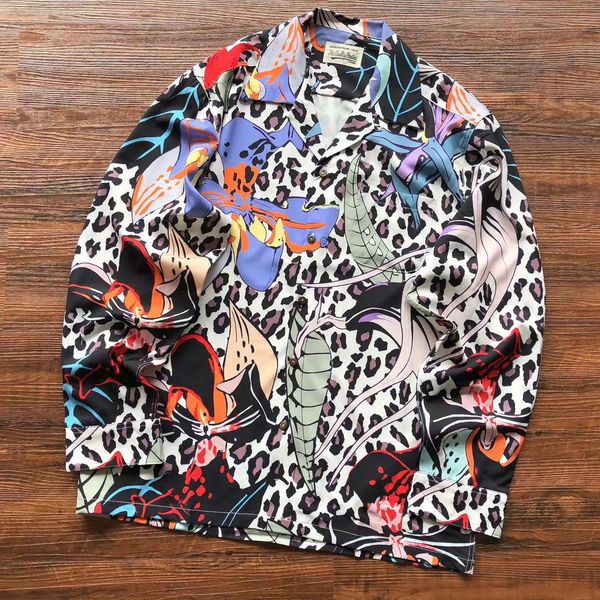 

2023fw long sleeve shirt men women casual floral printing shirts, White;black