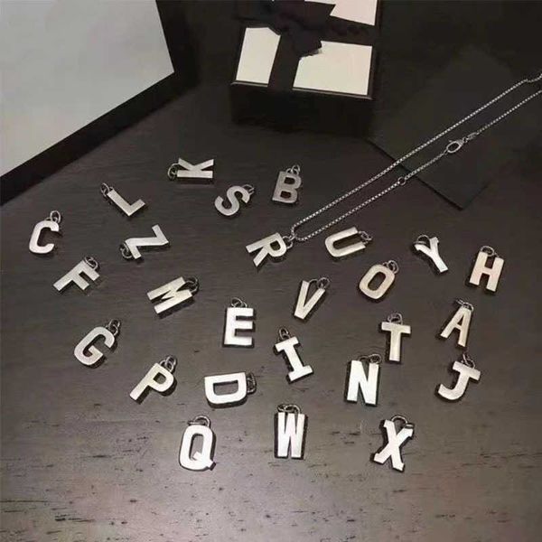 

sterling silver 26 fashion stripe letter pendant necklace made old neckchain