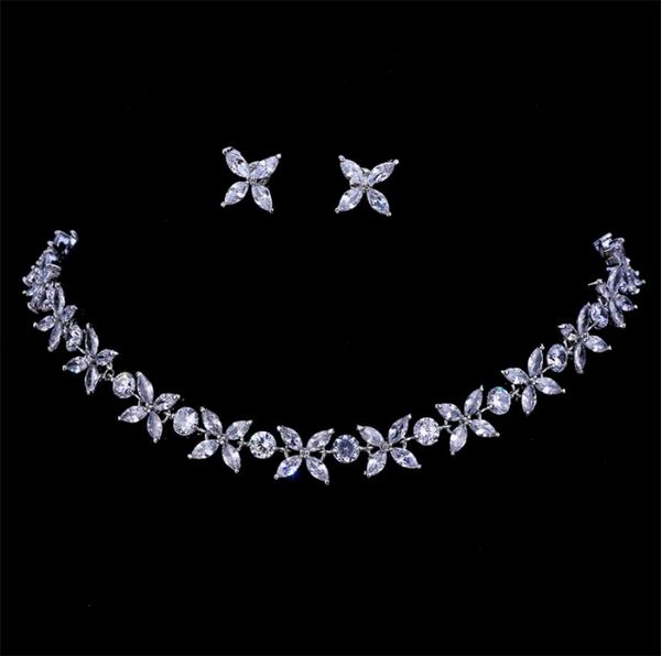 

emmaya zircons stunning crystal necklace and earrings luxury bridal party jewelry set for wedding evening gift 2201198254895, Black