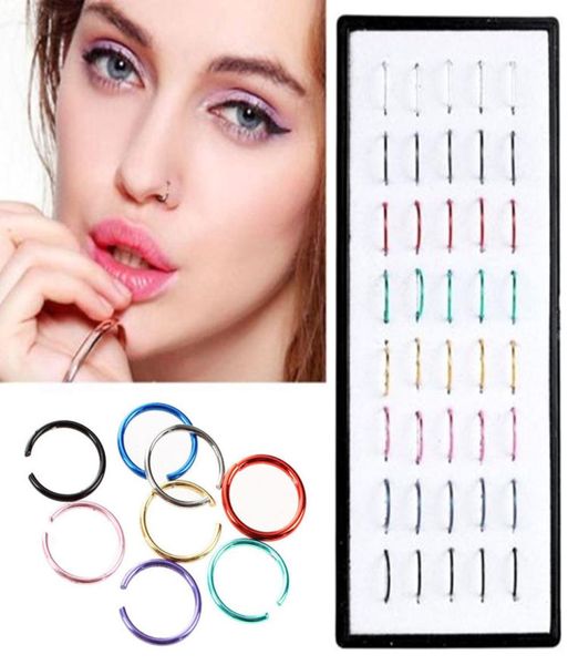 

40 pcsset fake nose ring circle clip on nose hoop body jewelry non piercing non piercing2846681, Silver