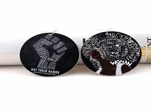 

new round wood earrings black styles printed letters art pattern wooden earring handmade diy hook pendant eardrop women jewelry gi3138441, Silver