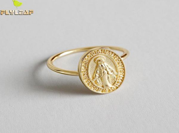 

flyleaf gold virgin mary round brand open rings for women 100 925 sterling silver lady religion jewelry8758588, Golden;silver