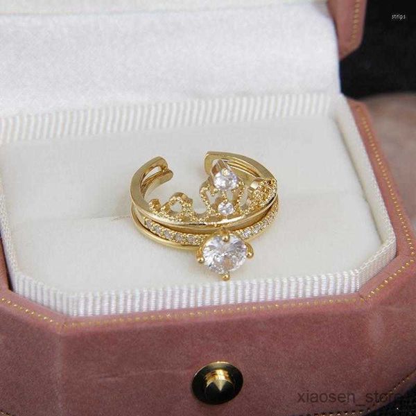 

wedding rings rings rings 2023 crystal adjustable for women fashion jewelry engagement gift r230626, Slivery;golden
