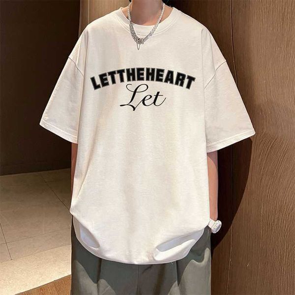 

cotton short sleeve men's summer american high street heavyweight t-shirt fashion brand ins trend 2023 new loose fitting student t-shir, White;black