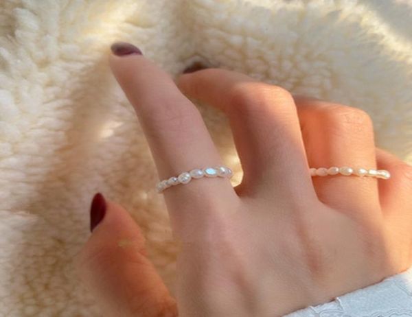 

new fashion irregular natural freshwater pearl rings for women lovers gifts elastic geometric ring wedding engagement ring1199041, Silver
