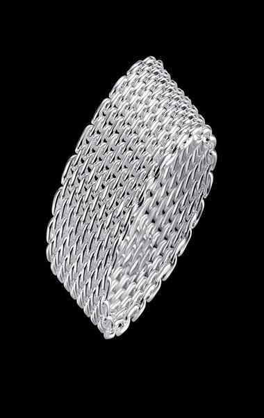 

net rings 925 silver plated round braided s925 flat band ring trendy fashionable generous designed party dancing elegant gifts pot2628918