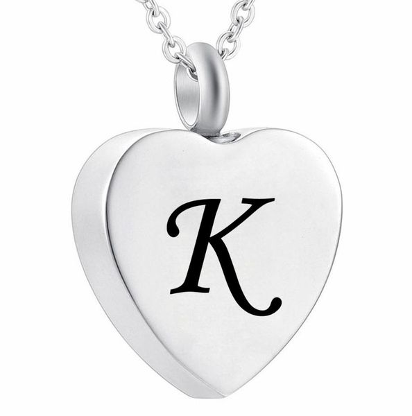 

urn necklace cremation jewelry heart pendant 26 initial letter charms necklace keepsake jewelry7279324, Silver