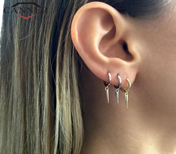 

januarysnow fashion geometric rivet goldsilverrose gold color small hoop earrings for women punk spike circle earrings8609053, Silver