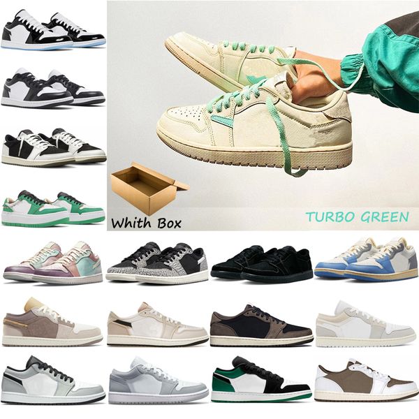 

with box new jumpman 1 1s low men basketball shoes black cement reverse mocha starfish true blue wolf grey tear away silver bred toe women s